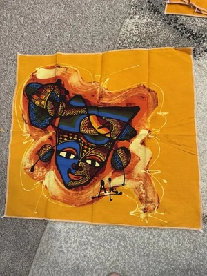 Mask Design Batik Painting On Cotton. Handmade Indonesian Artist Signed - Image 1 of 4