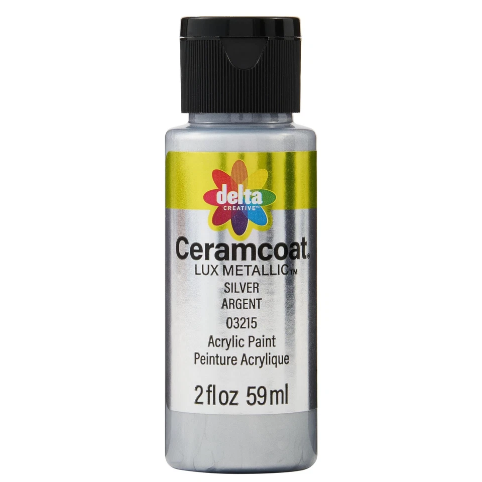 3 Pack - Delta Ceramcoat Lux Metallic Acrylic Paint 2oz-Silver - 5A002XXN-1GYR8
