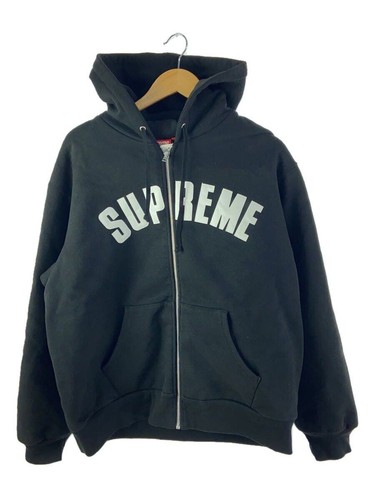 Supreme Felpa con Cappuccio Zip M Cotone Nero Tinta Unita Usata