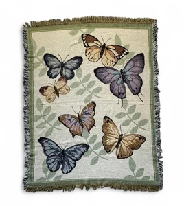 Manta Tapiz Mariposa Tejido Flecos 64x52 NUEVO Cottagecore - Imagen 1 de 6