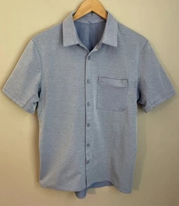 Lululemon Shirt Mens M Blue Button Up Commission SS Oxford Preppy Polo Vented - Picture 1 of 14