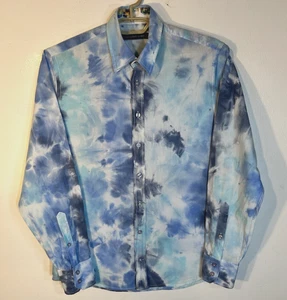 Georg Roth Los Angeles Men's Medium Blue Cotton Tie Dye Long Sleeve Button Front - Picture 1 of 5