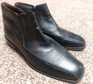 Stivali Johnston & Murphy uomo 9,5 Chelsea alla caviglia pelle nera zip laterale montone - Foto 1 di 9