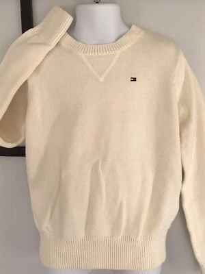 Suéter de malha Tommy Hilfiger masculino XS 4-5 marfim manga longa gola redonda pulôver  - Imagem 1 de 4