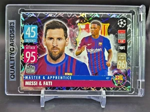 LIONEL MESSI & FATI RAINBOW HOLO FOIL INSERT CARD WITH CASE FC BARCELONE - Picture 1 of 6