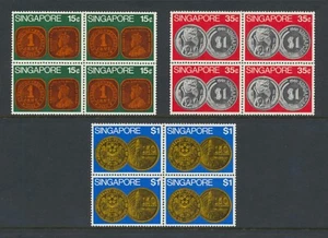 Monedas sobre estampillas de Singapur 150-2 1972 conjunto en bloques en muy buen estado nh - Imagen 1 de 1