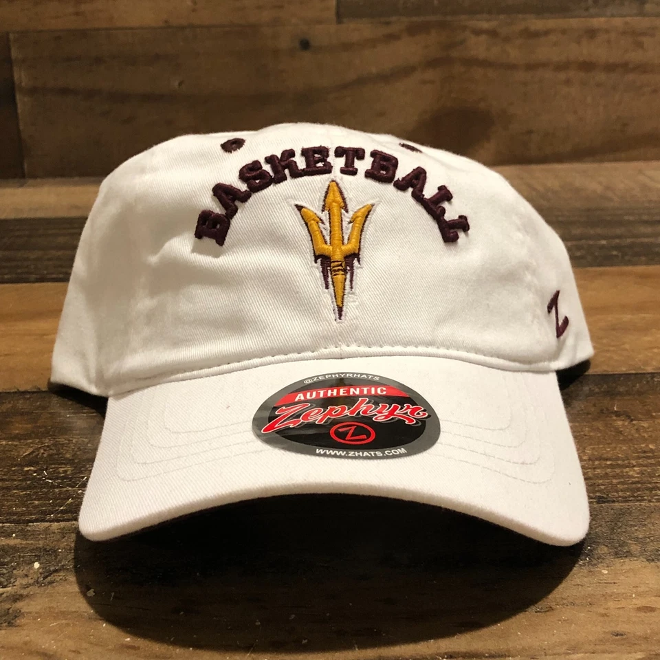 Arizona State Sun Devils Hat Strapback Cap Mens White NCAA Basketball Zephyr NWT - Image 1 of 4