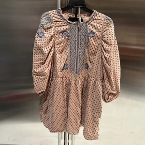 Anthropologie Womens Embroidered Boho Tunic Long Sleeve W/Pockets Mini Dress XL - Picture 1 of 13