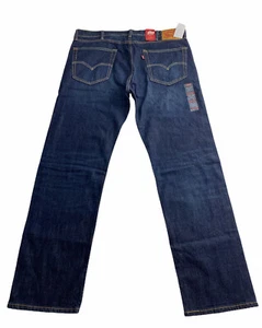 Pantalones de mezclilla Levis 505 azules para hombre 38X32 calce regular pierna recta elásticos nuevos con etiquetas - Imagen 1 de 12