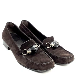 Stuart Weitzman Aurelio Womens Brown Suede Jeweled Horsebit Loafer Shoe Size 8.5 - Picture 1 of 10