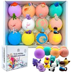 12 bombas de baño para niños con juguetes sorpresa en el interior hechas en EE. UU. por Relaxcation - Imagen 1 de 9