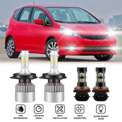 Combo de faros LED de haz alto/bajo para Honda Fit 2006-2020 6000K 4X bombillas Foto 1 de 4