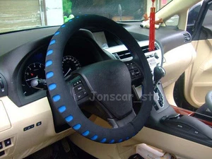 Eva Foam Sport  Soft Car Steering Wheel Cover Glove Anti-slip Blackblue 38CM 15" - Picture 1 of 8