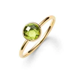 Excellent Round Cut Simulated Peridot In 10K Yellow Gold Women Wedding Ring - Picture 1 of 5