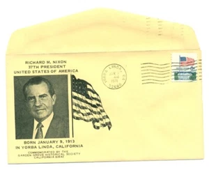 BRIEFMARKE - UMSCHLAG - DER HISTORISCHEN GESELLSCHAFT GEDENKEN - RICHARD M. NIXON - KALIFORNIEN - Bild 1 von 2