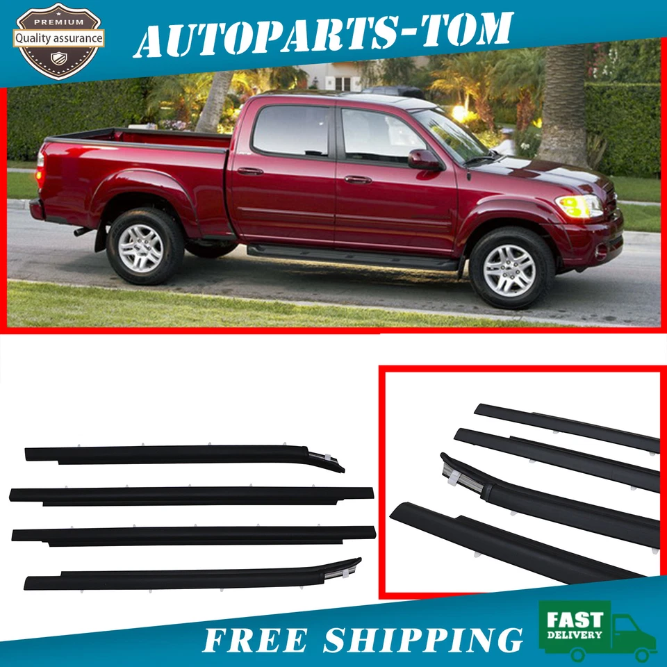 4Pcs For 2000-2006 Toyota Tundra Double Cab Weatherstrip Outer Lower Window - Image 1 of 4