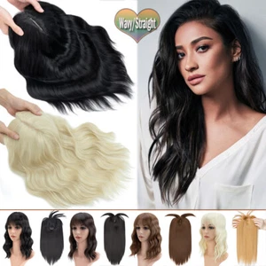 Natural as Human Topper Hair Toupee Clip in Hair Extensions Bangs Wavy Hairpiece - Picture 1 of 111