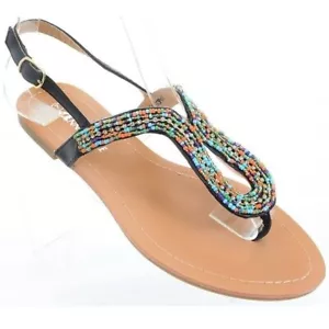 NEW Colorful Boho Thong Slip On Flip-Flop Flat Sandals Women's - Picture 1 of 3