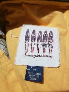 Pantalones Cortos TOMMY BAHAMA 100% Lino Frente Plano - Para Hombre 34 - Marrón Verde A Cuadros - ¡Excelente! - Imagen 1 de 8