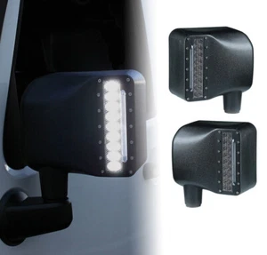 Side View Mirrors Smoked w/ LED Turn Signal Lights for Jeep Wrangler JK 2007-18 - Picture 1 of 9