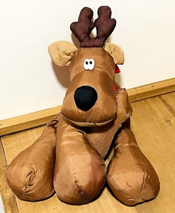 Hallmark RODNEY Reindeer Nylon 13" Plush Stuffed Large Red Bow Brown - Picture 1 of 6