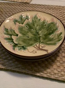 4 Zell Majolica Maple Leaves Georg Schmider Plates 1920's Baden Germany 6.5 - Picture 1 of 3
