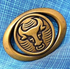 Taurus Dress Belt Buckle Bull Birth Star Sign Horoscope Vintage 80s .DBD722 - Picture 1 of 7