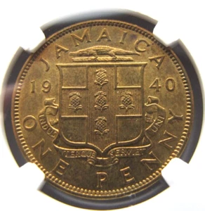 Jamaica KM32 Penny 1940 NGC MS 63. Scarce grade for year. - Picture 1 of 3