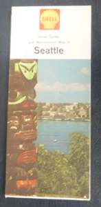 1963 Seattle street road map Shell oil gas Washington Totem Pole - Picture 1 of 4
