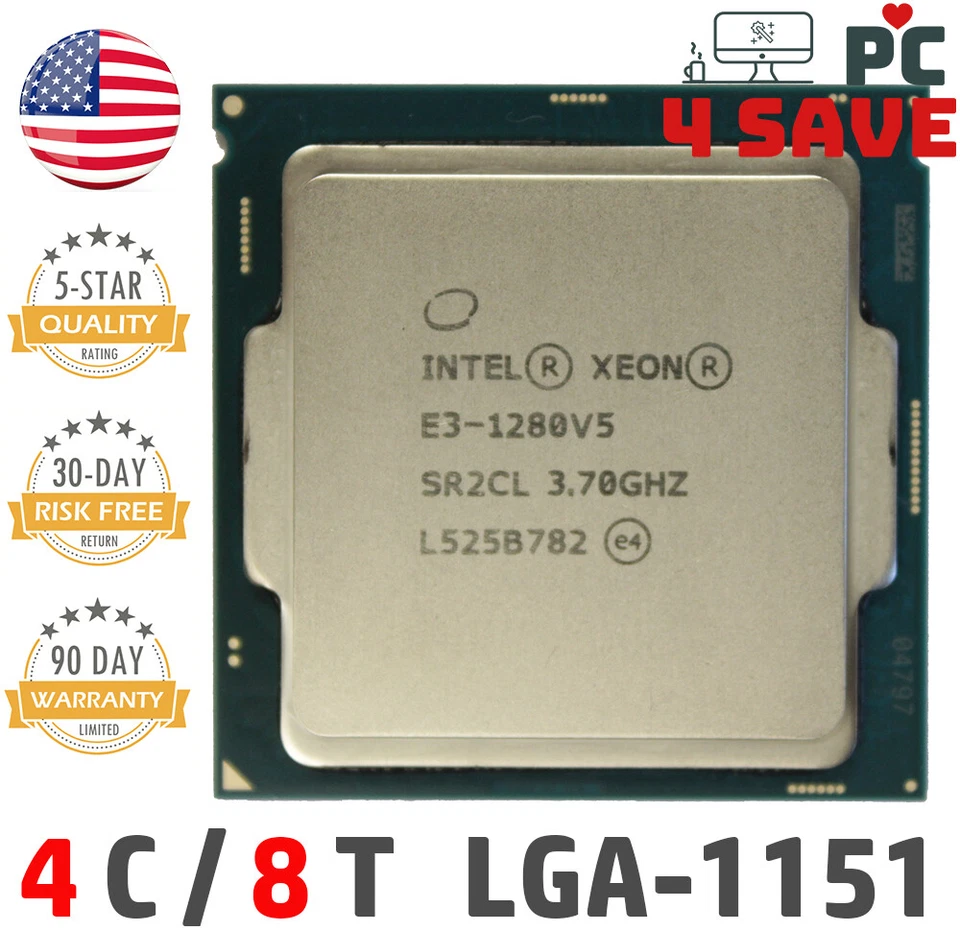 Intel Xeon E3-1280 V5 SR2LC SR2CL 3.70GHz 8MB LGA1151 Workstation Server CPU 80W - Image 1 of 1