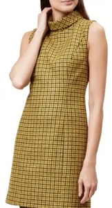 Hobbs Houndstooth Tweed Dress UK 10 Dalby Dandelion Pure Wool Dogtooth Sheath - Picture 1 of 18