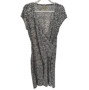 Athleta Women’s Dress Nectar Faux Wrap Size M/P White Black V-Neck Short Sleeve - Picture 1 of 11