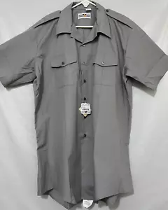 NWT 2021 Flying Cross X1 Mens 18 2XL Gray Short Sleeve Uniform Shirt US Navy - Picture 1 of 4