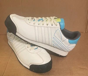 Rare Mens Adidas Casual Athletic Sneakers White Blue Neon Green Size 9  - Picture 1 of 9