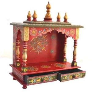 Wooden Handcrafted Home Mandir Pooja Ghar Mandapam Worship Hindu Temple K13 - Picture 1 of 5