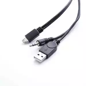 CABLE JACK 3.5 MM (M) + USB 2.0 (M) A MICRO USB (M) PARA ALTAVOCES - NEGRO - Bild 1 von 2