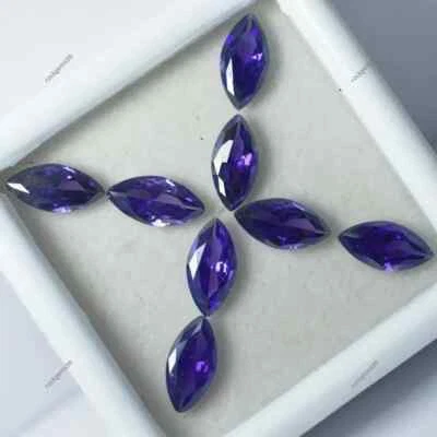 14 Pcs Natural Purple Tanzanite CERTIFIED Marquise Cut Loose Gemstone 7 MM Lot - Image 1 of 4