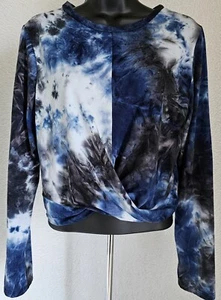 Say Anything Womens Shirt Top Blouse Size M L Medium Large Blue White Black - Picture 1 of 24