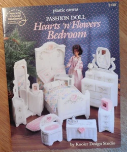 American School Needlework Plastic Canvas Booklet "Fashion Doll Hearts Bedroom" - Picture 1 of 3