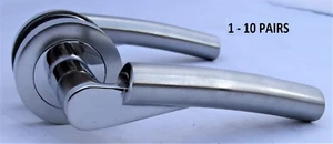 Modern Fresh Chrome Verona Style Curved on Round Rose Lever Door Handles  D7 - Picture 1 of 19