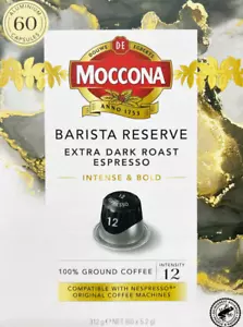 60 (6X10)Capsules Moccona Barista Reserve Extra Dark Roast Espresso Intense Bold - Picture 1 of 1