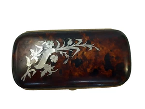 Antiguo estuche de gafas / estuche de bolígrafos? de escudo con incrustaciones de plata - Imagen 1 de 5