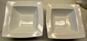 2 Fitz & Floyd Everyday White Square Cereal Bowls 6 3/4” Great Condition - Picture 1 of 8