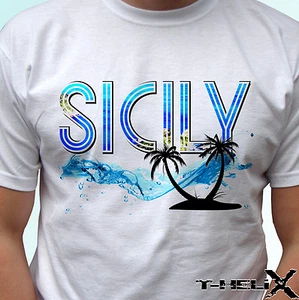 Sizilien - weißes T-Shirt Urlaub Top Italien Design - Herren Damen Kinder Baby Größen - Bild 1 von 5