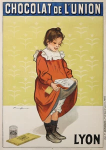 BOUISSET FIRMIN 1896 CHOCOLAT DE L'UNION LYON OLD POSTER - Bild 1 von 1