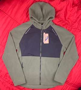 ASICS - Herren Strick Fleece FZ Hoodie, durchgehender Reißverschluss | oliv/schwarz | M | 75 $ | Neu mit Etikett - Bild 1 von 6