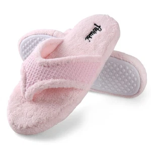 Gemütliche offene Zehenpartie Plüschtier Baumwolle Flip Flops Dame rutschfest Spa Innenbereich weiche Hausschuhe - Bild 1 von 13