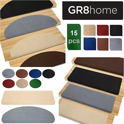 Non Slip 15Pcs Carpet Stair Treads Floor Mat Protection Cover Step Staircase Pad - Image 1 of 3