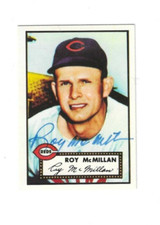Signed 1952 Topps Reprint Card ROY McMILLAN CINCINNATI REDS Card #137 w/COA