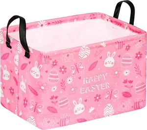 Easter Storage Basket Eggs Bunny Flower Gifts Cube Kids Waterproof Storage Bins - Picture 1 of 12
